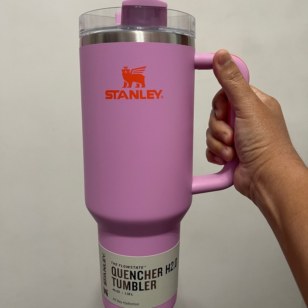 Pink and orange Stanley Cup Quencher 40 oz.